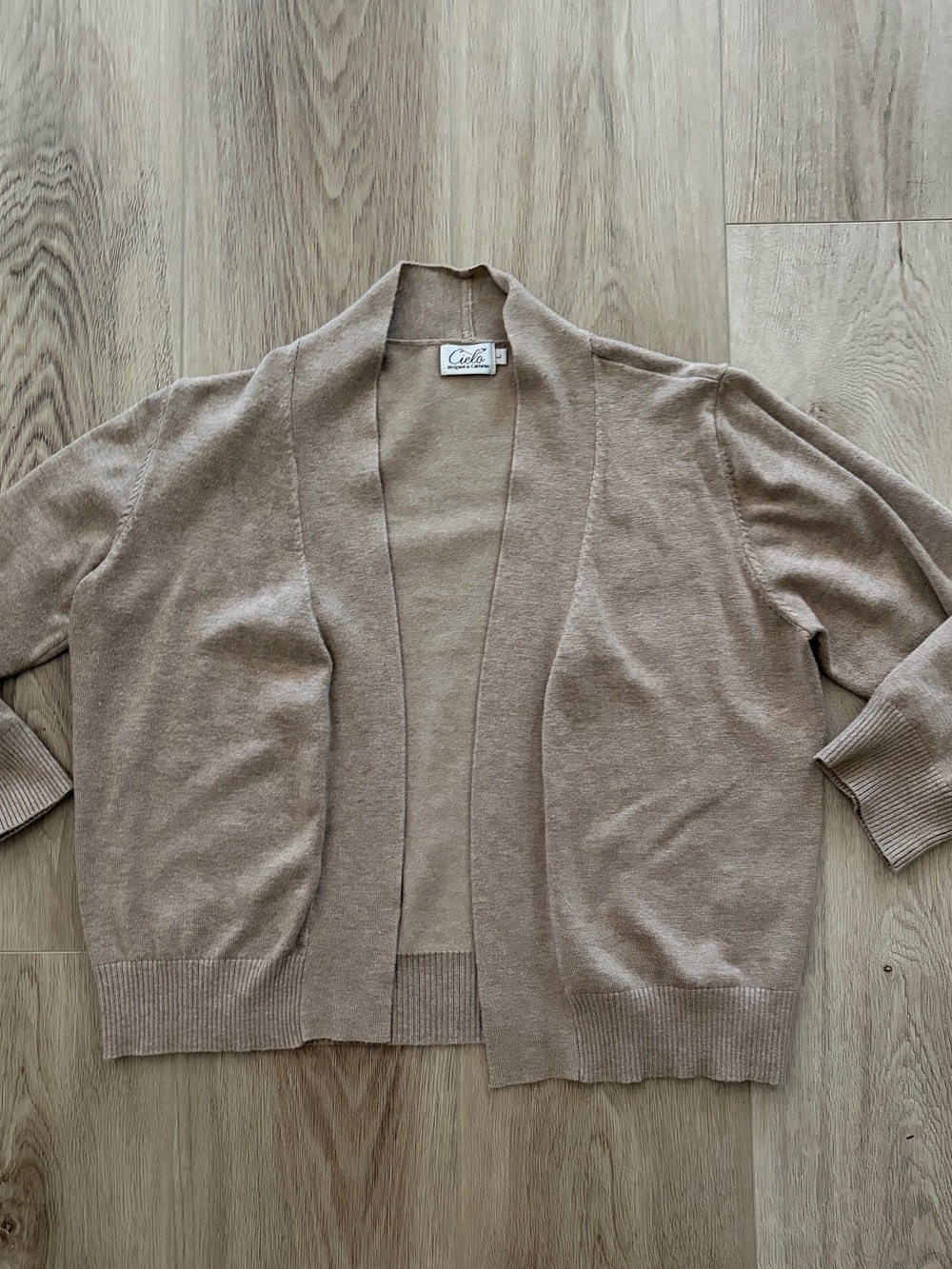 Cielo Taupe Open-Front Women's Short Sleeve Shrug Sweater